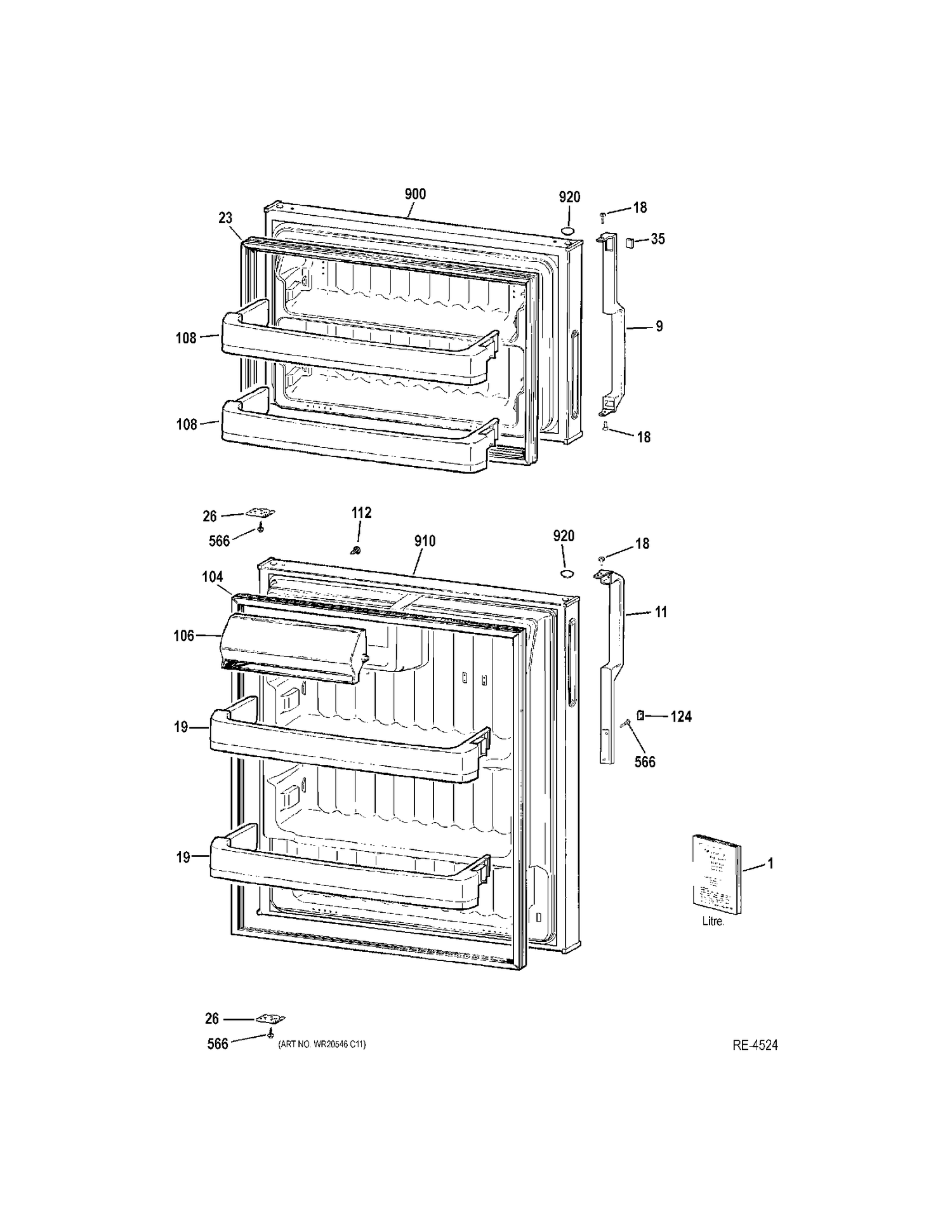 DOORS Diagram and Parts List for MMR03BAXABB  General Electric Refrigerator