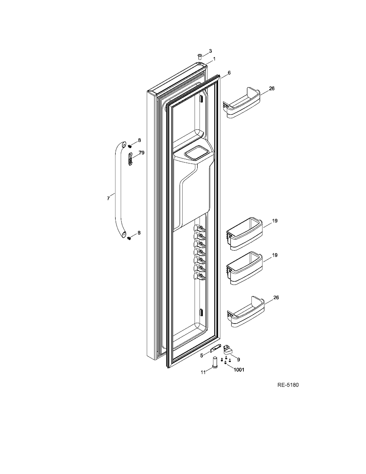 FZ DOOR Diagram and Parts List for GSR23YBWKSS  General Electric Refrigerator
