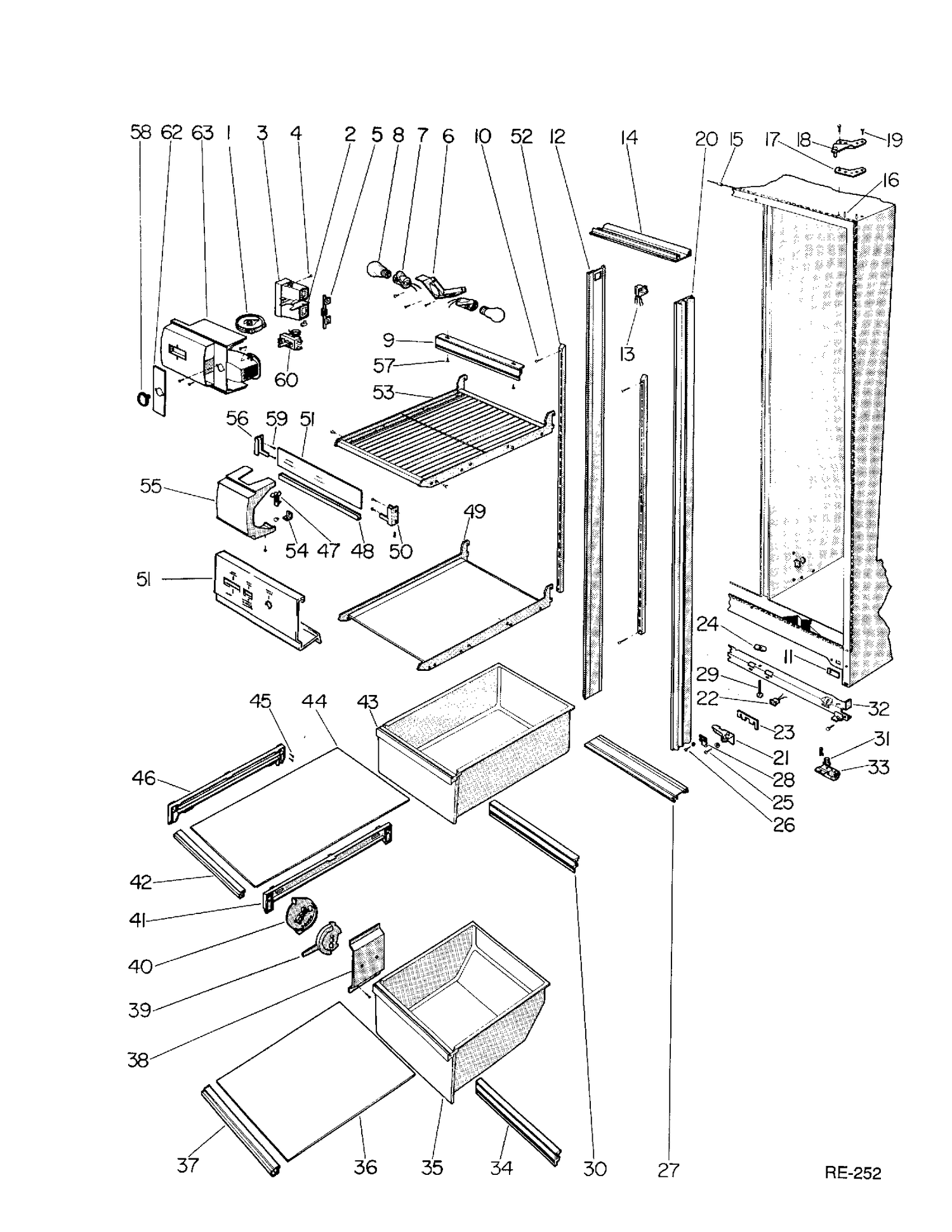REFRIGERATOR SECTION Diagram and Parts List for 39100-1  General Electric Refrigerator