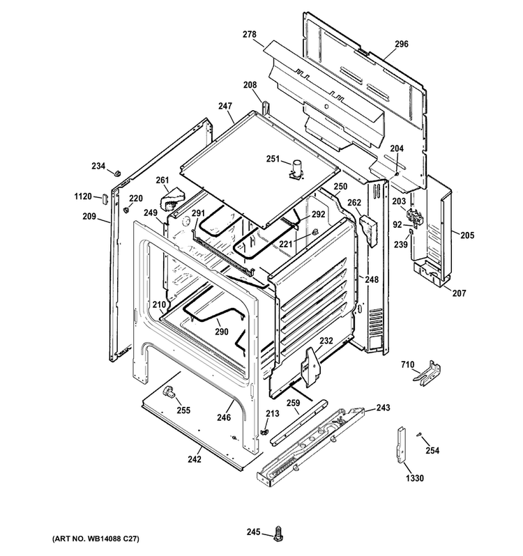 Body Parts Diagram and Parts List for RB525DH2BB  Hotpoint Range