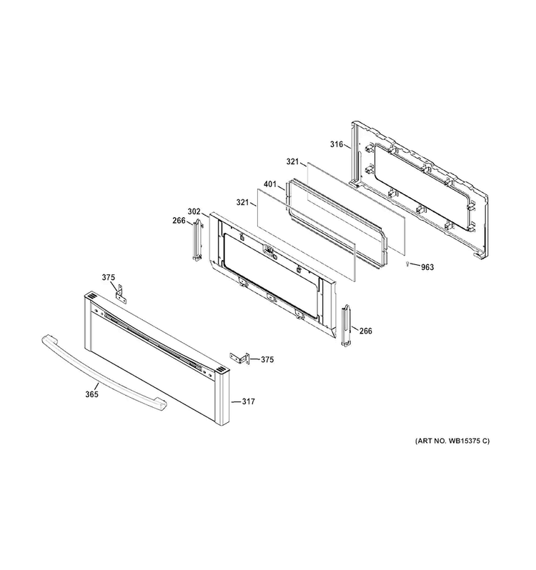 Upper Door Diagram and Parts List for JGB850DEF2BB  General Electric Range