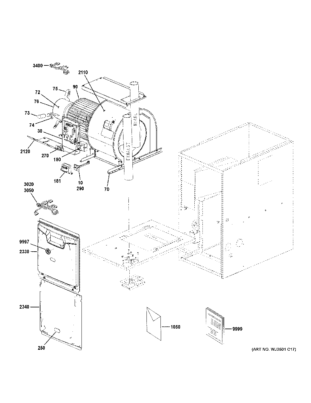 Cabinet Diagram and Parts List for NF80U110V5C56  General Electric Furnace