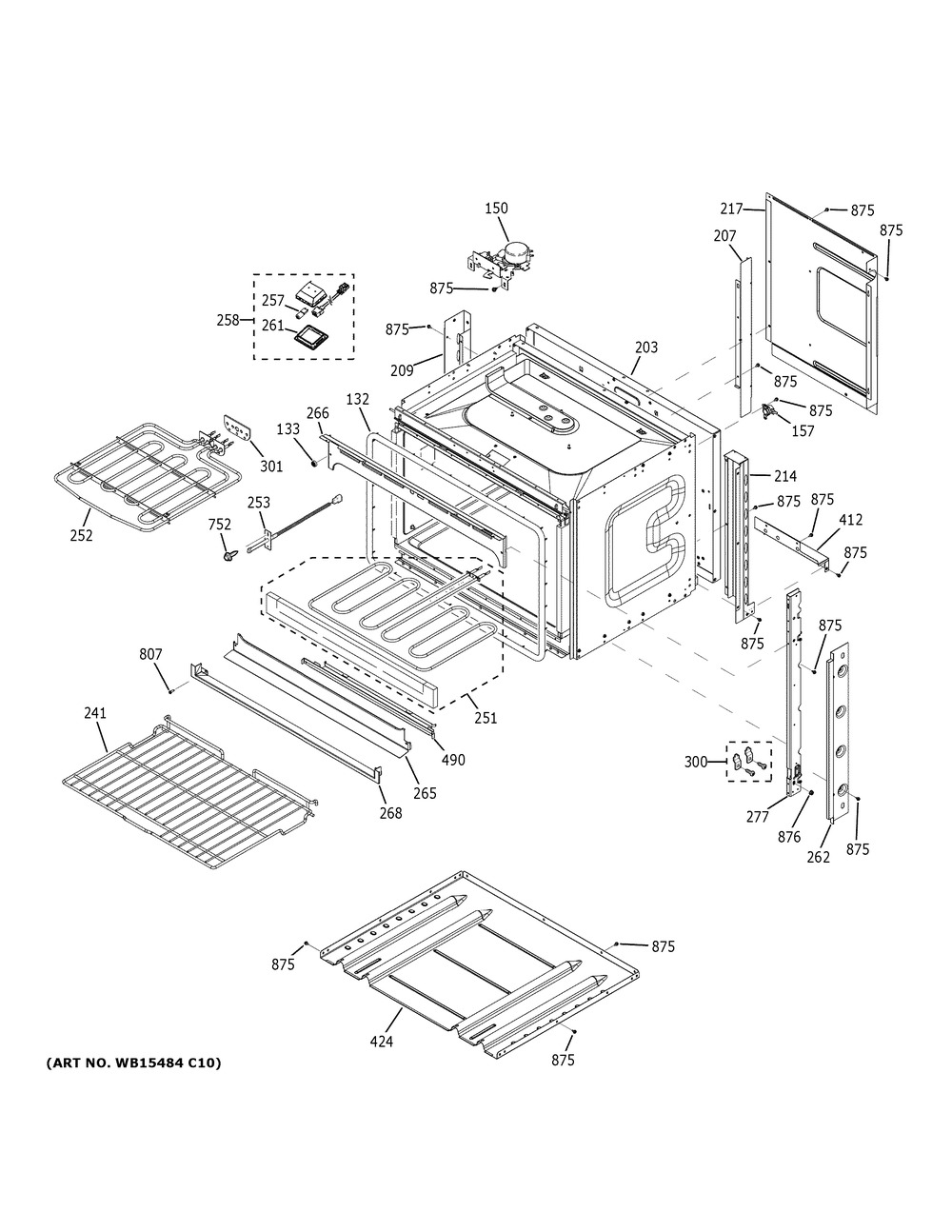 Body Parts Diagram and Parts List for JTS3000SN1SS  General Electric Wall Oven