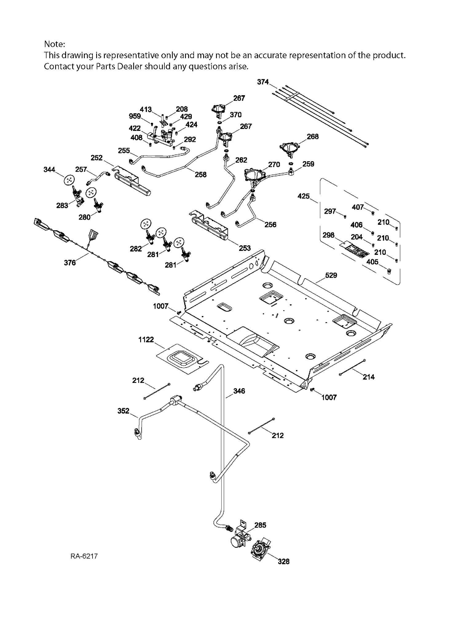 GAS & BURNER PARTS Diagram and Parts List for PC2S920EEJ1ES  General Electric Range