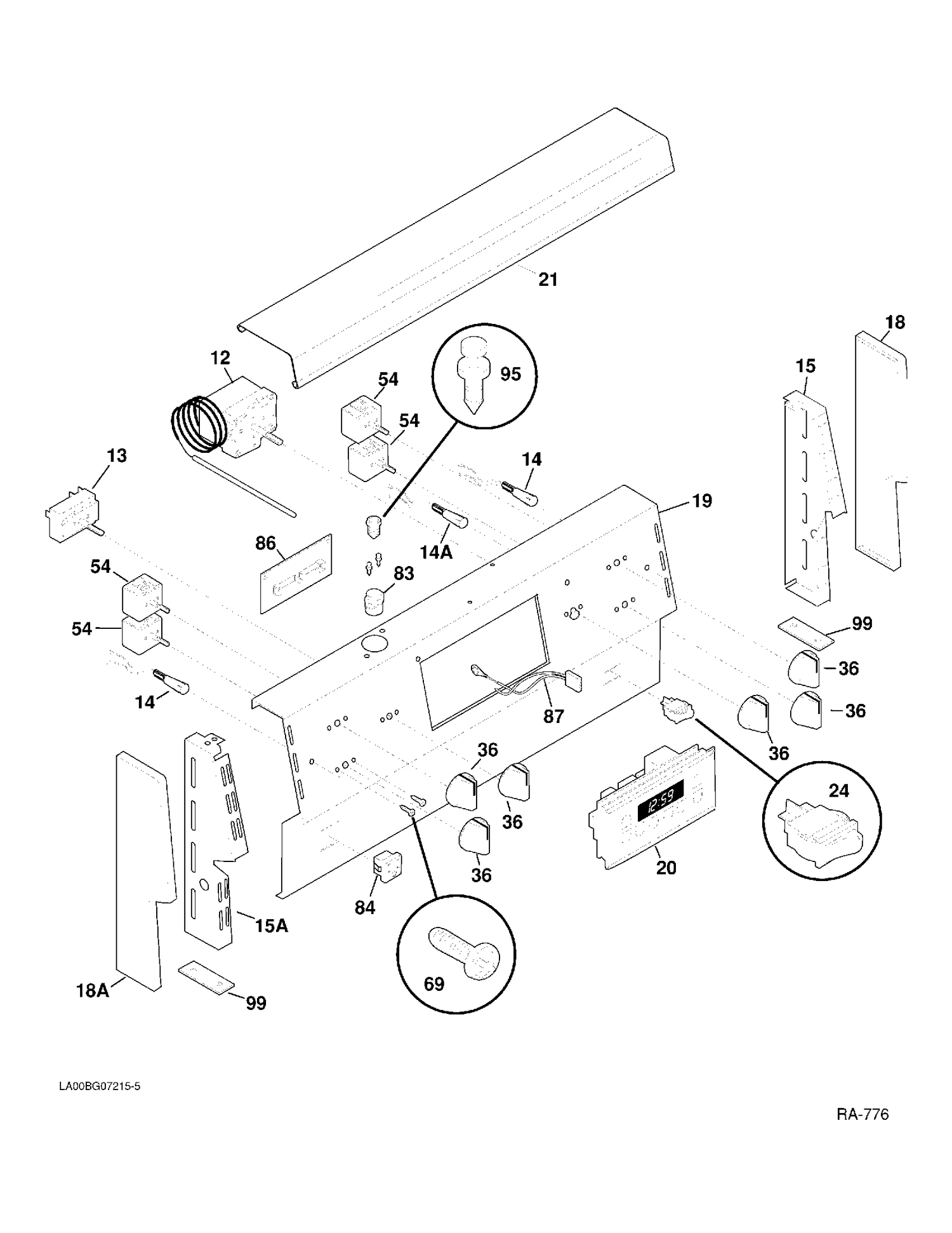 BACKGUARD Diagram and Parts List for GRMF2400ST-8  General Electric Range