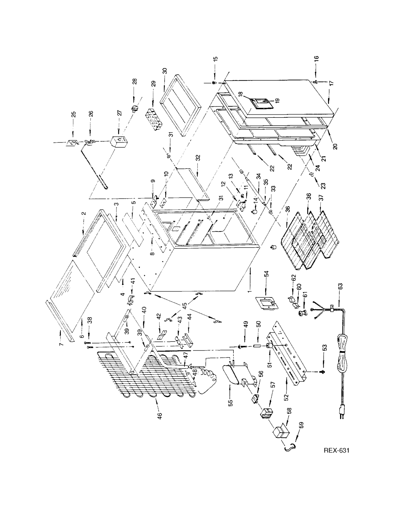 CABINET & SYSTEM GROUP Diagram and Parts List for 30435  General Electric Refrigerator