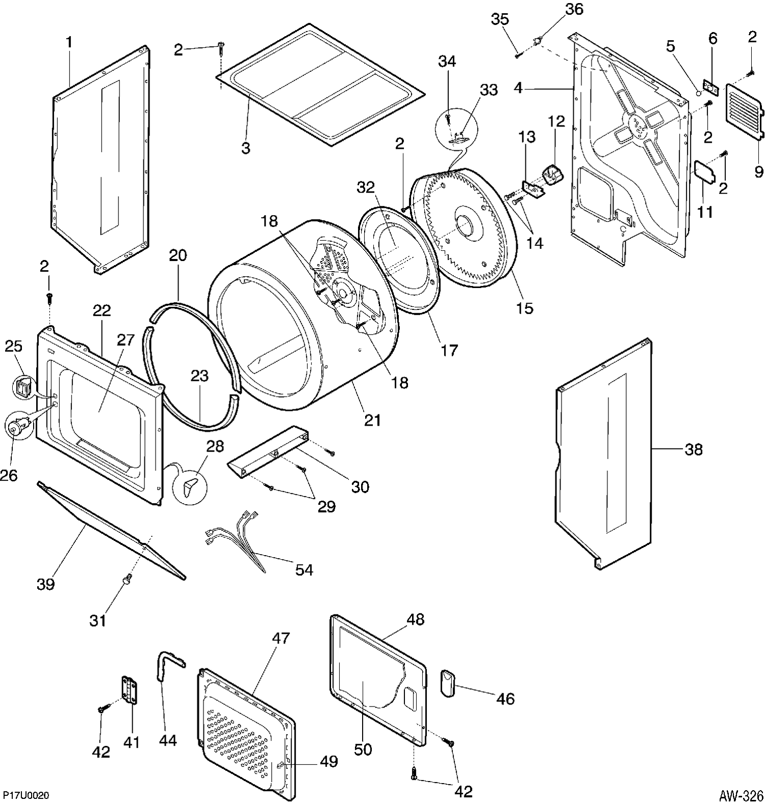 UPPER CABINET Diagram and Parts List for WSM27TCCWWB  General Electric Washer
