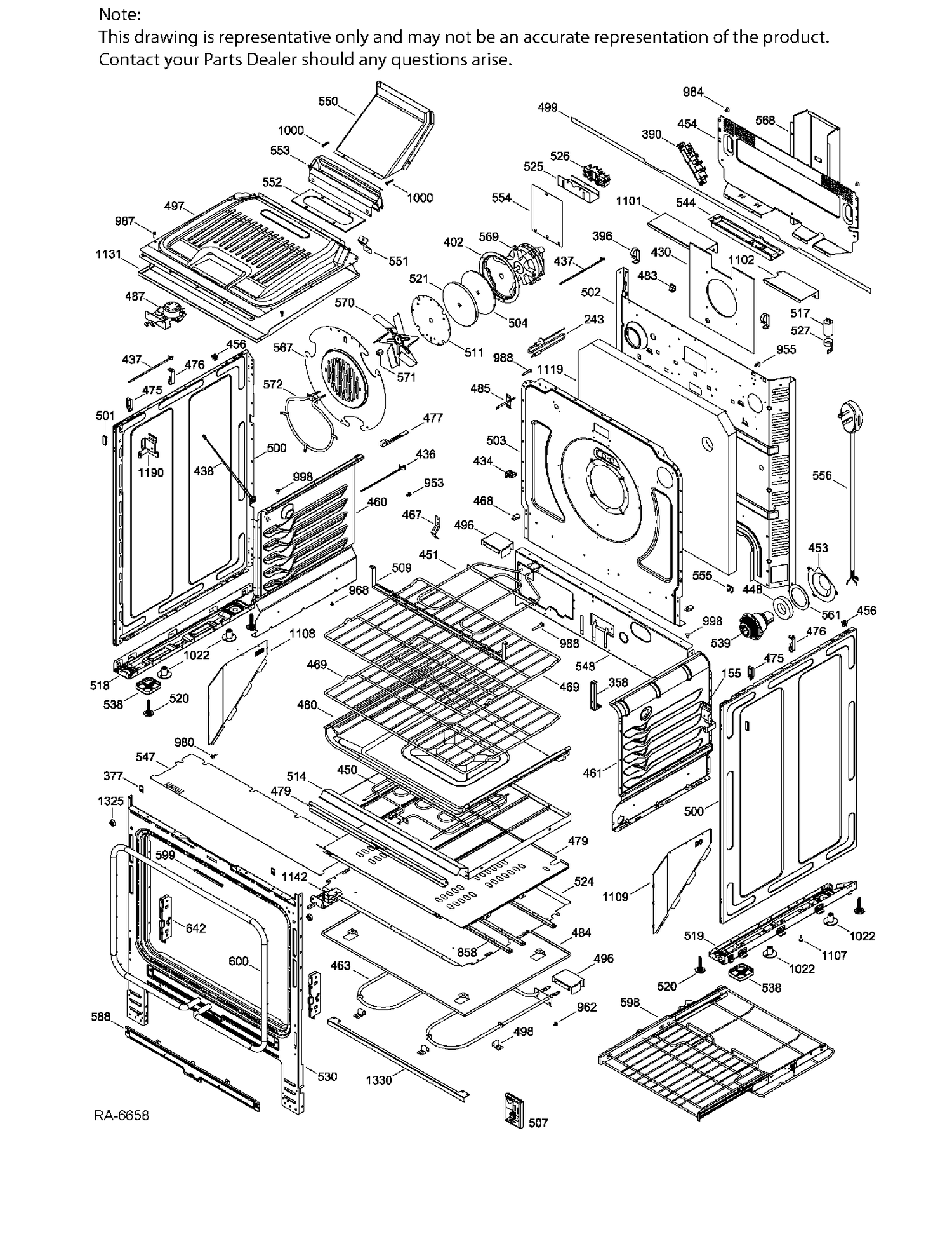 BODY PARTS Diagram and Parts List for PC2S920EEJ3ES  General Electric Range