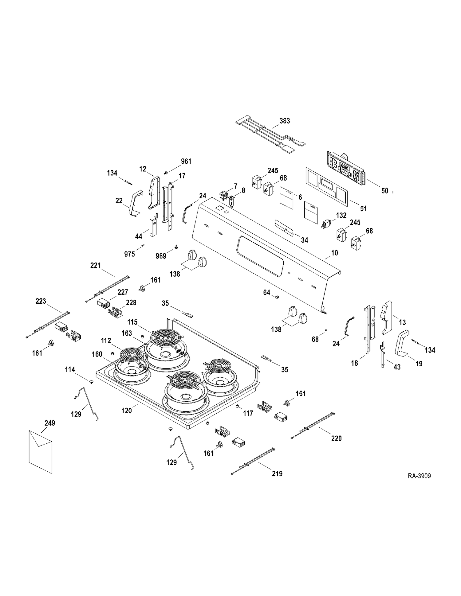 CONTROLS-COOKTOP Diagram and Parts List for RCB757DN2WW  General Electric Range