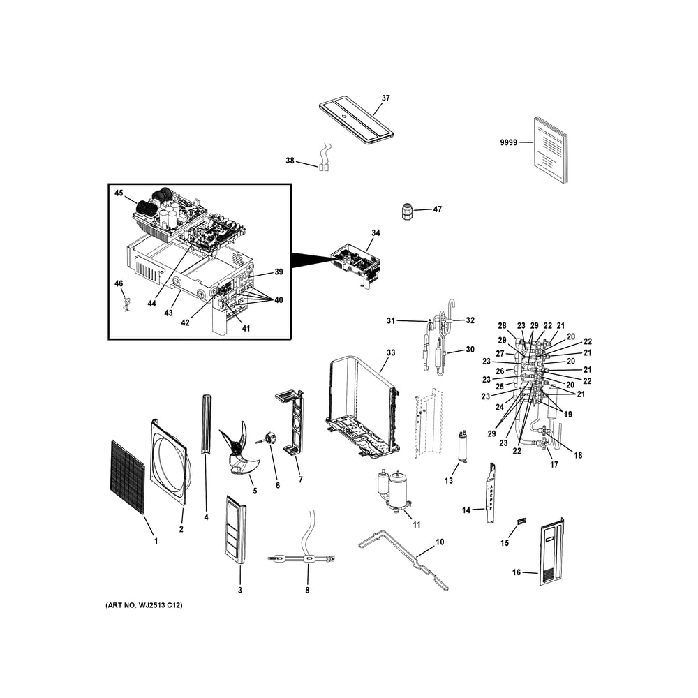 Room Air Conditioner Diagram and Parts List for 5Q42RT2BEA1  General Electric Air Conditioner