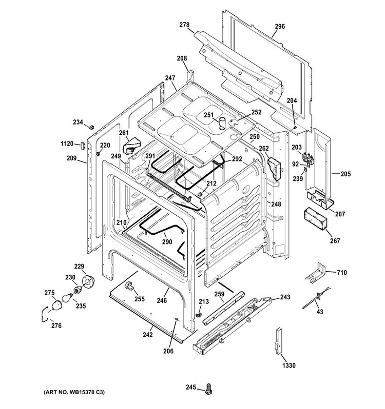 Body Parts Diagram and Parts List for JBS27RK1SS  General Electric Range