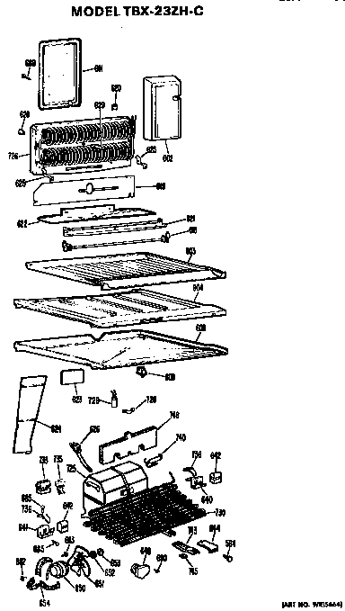 Unit Parts Diagram and Parts List for TBX23ZHC  General Electric Refrigerator