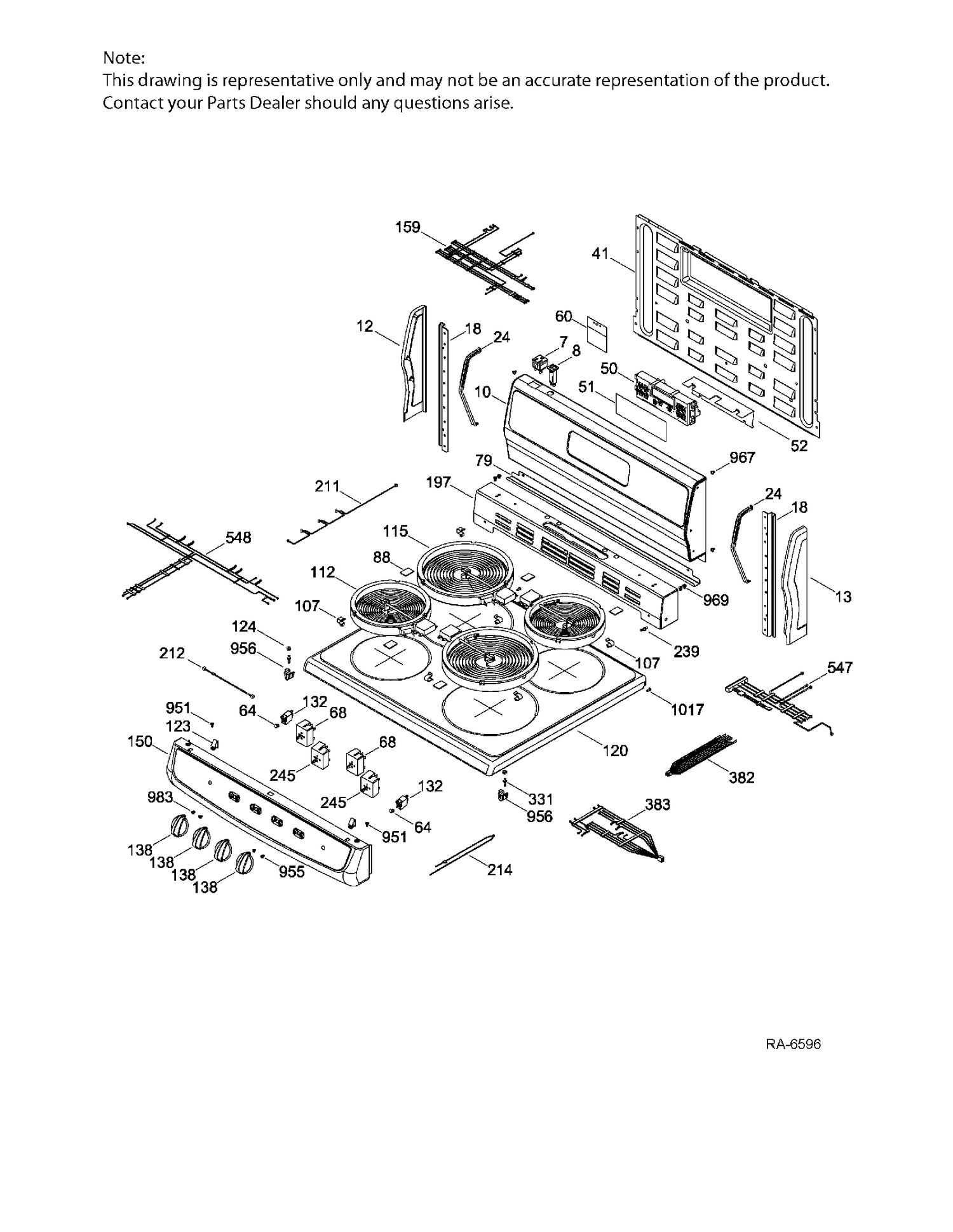 CONTROL PANEL & COOKTOP Diagram and Parts List for JCAP760SM3SS  General Electric Range