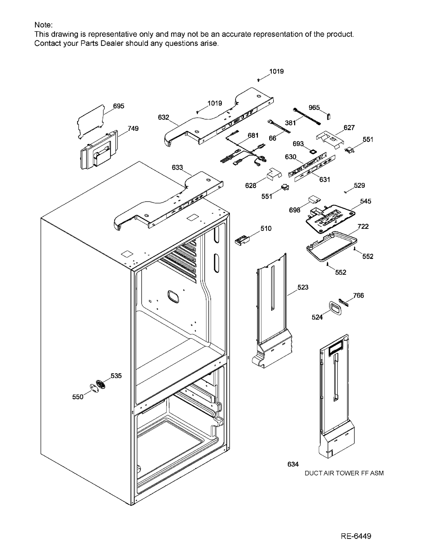 FUNCTIONAL PARTS FF Diagram and Parts List for GNE25DSKAKSS  General Electric Refrigerator