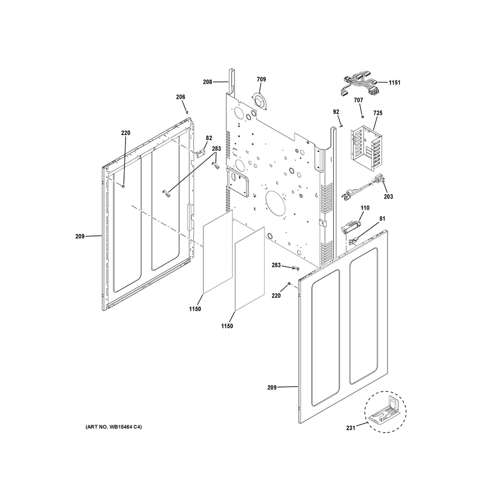 Body Parts Diagram and Parts List for JGBS86SP4SS  General Electric Range