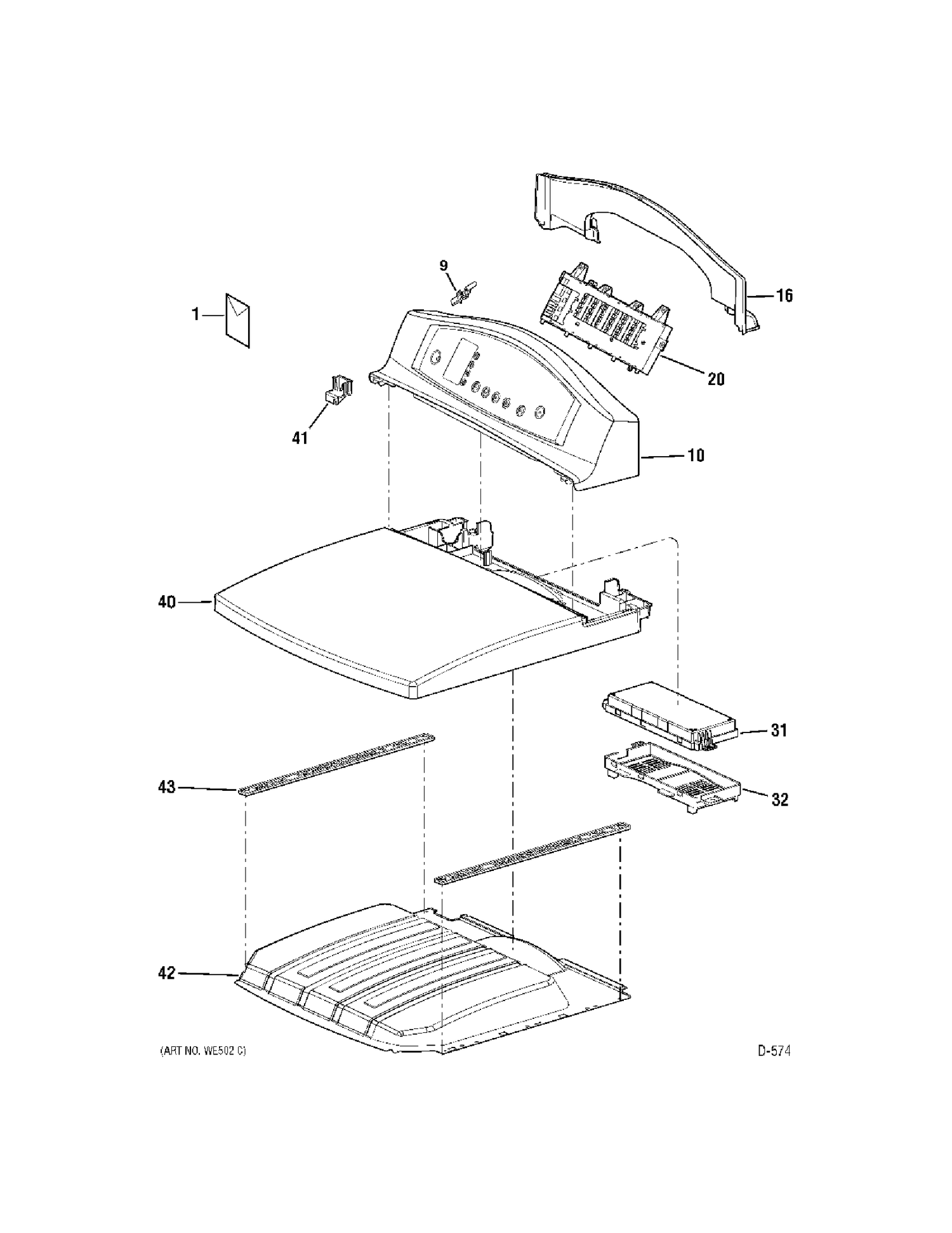 CONTROLS & COVER Diagram and Parts List for UPGT650EH0MG  General Electric Dryer