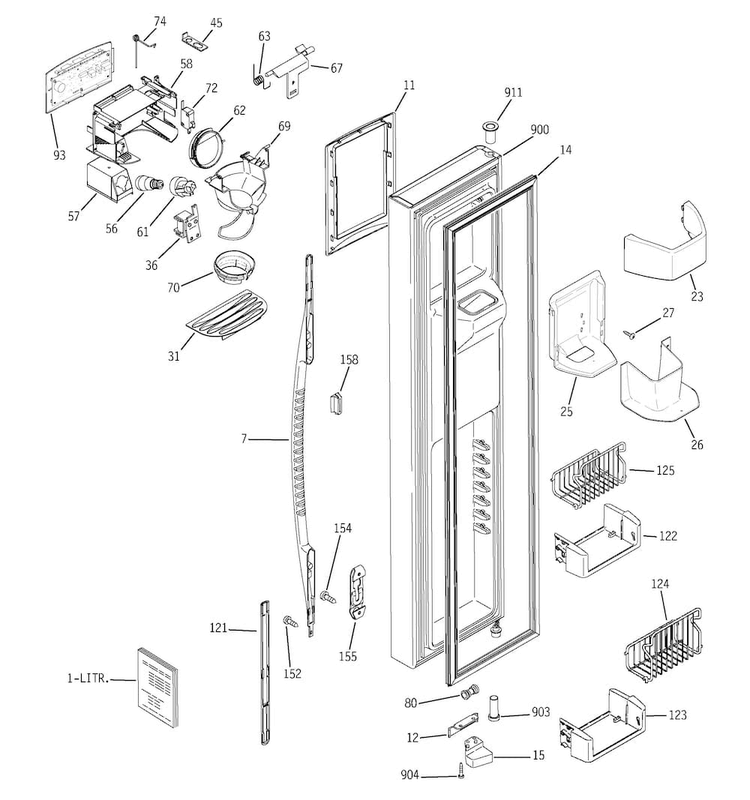 Freezer Door Diagram and Parts List for PSC23NGPACC  General Electric Refrigerator