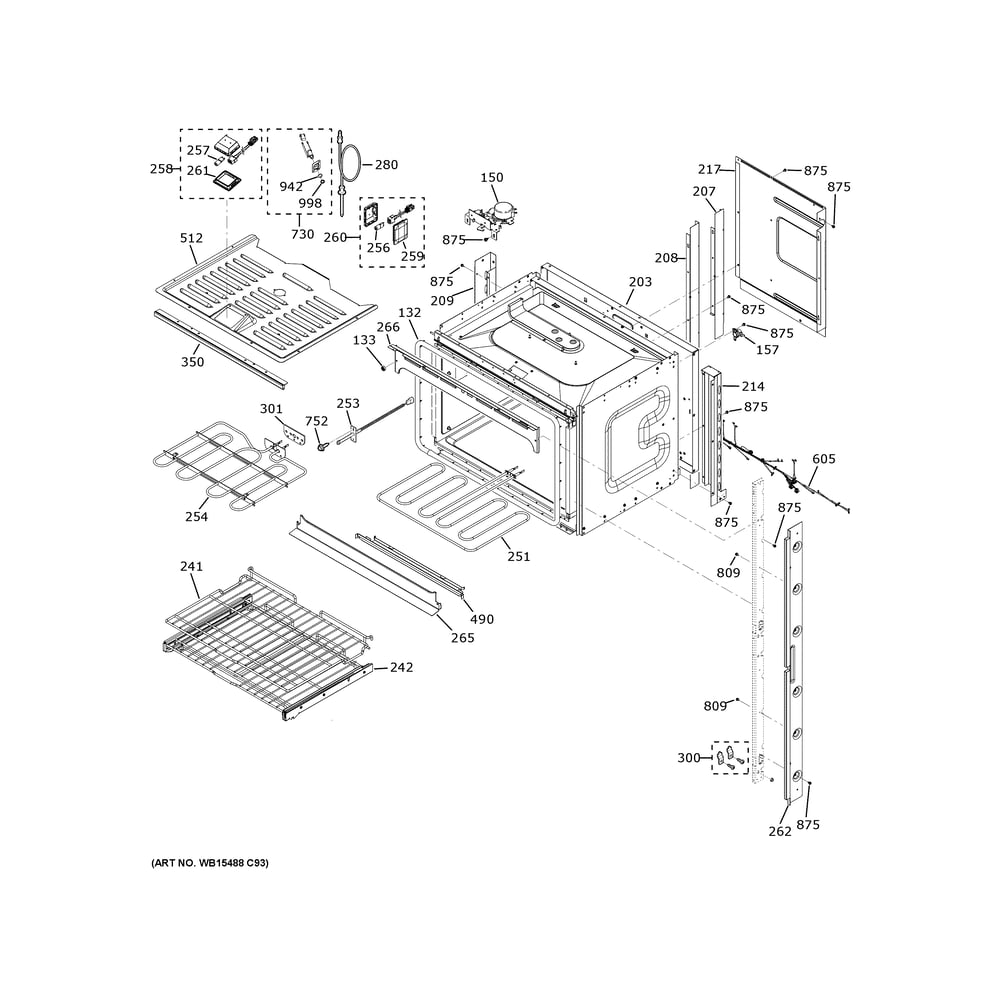 Upper Oven Diagram and Parts List for CTD70DP2N5S1  General Electric Wall Oven