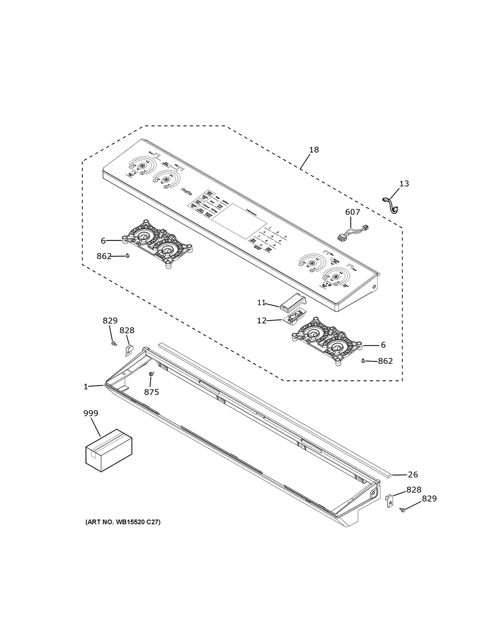Control Panel Diagram and Parts List for PHS93XYP7FS  General Electric Wall Oven