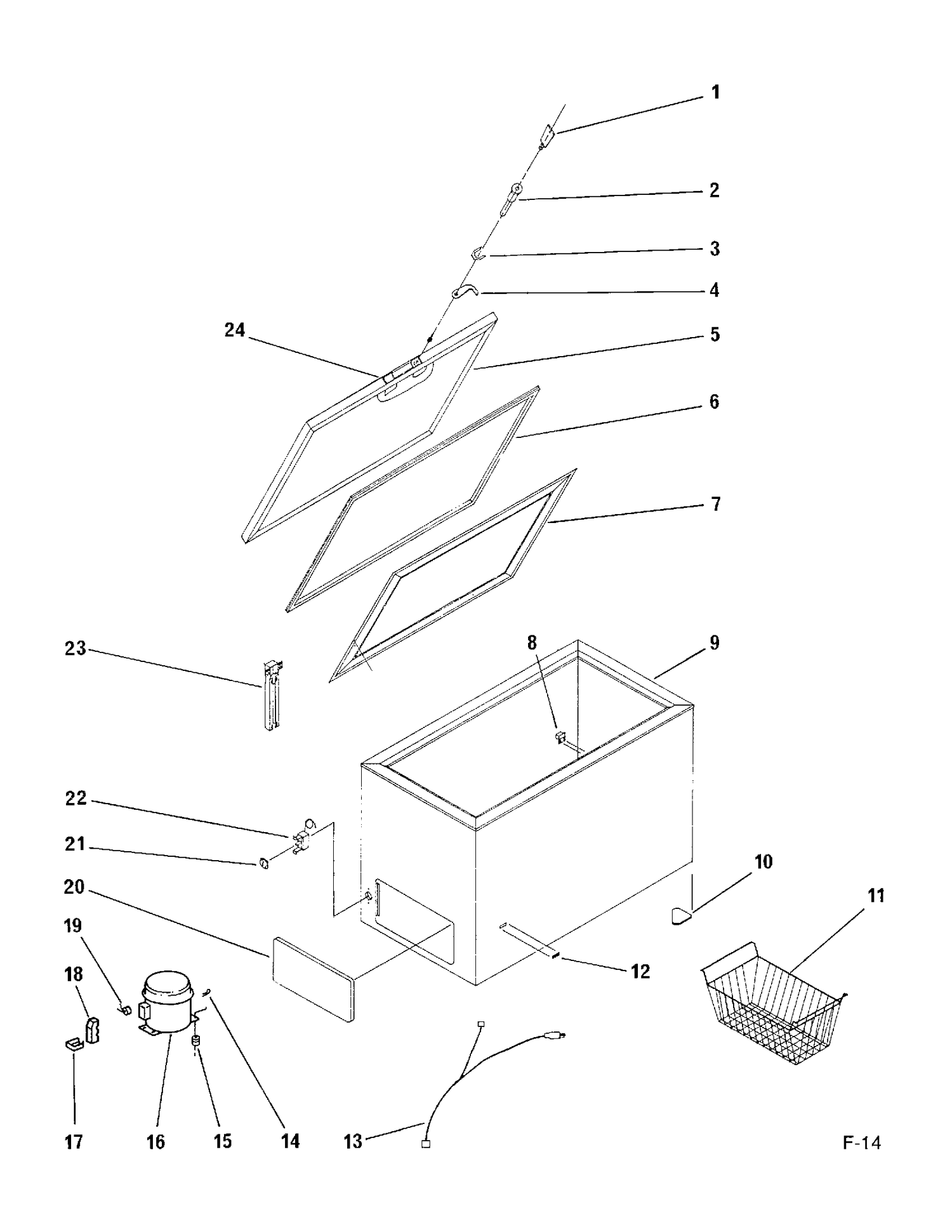 FREEZER Diagram and Parts List for 80850-1  General Electric Freezer