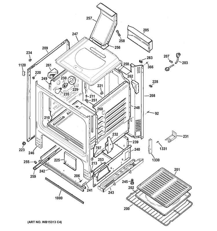 Body Parts Diagram and Parts List for RGB526DET3WW  Hotpoint Range