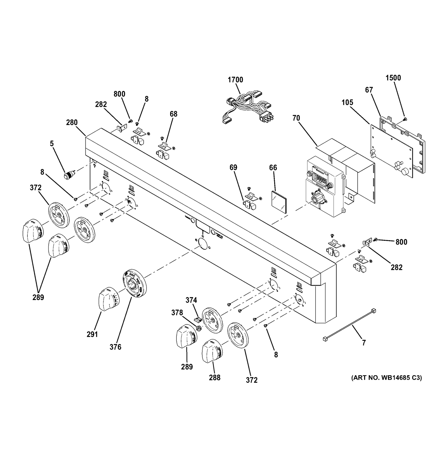 CONTROL PANEL Diagram and Parts List for ZGP304LR4SS  General Electric Range