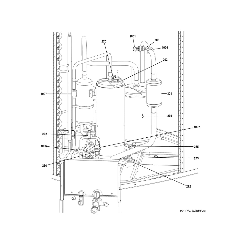Sealed System Diagram and Parts List for NS23A36MA451A  General Electric Air Conditioner