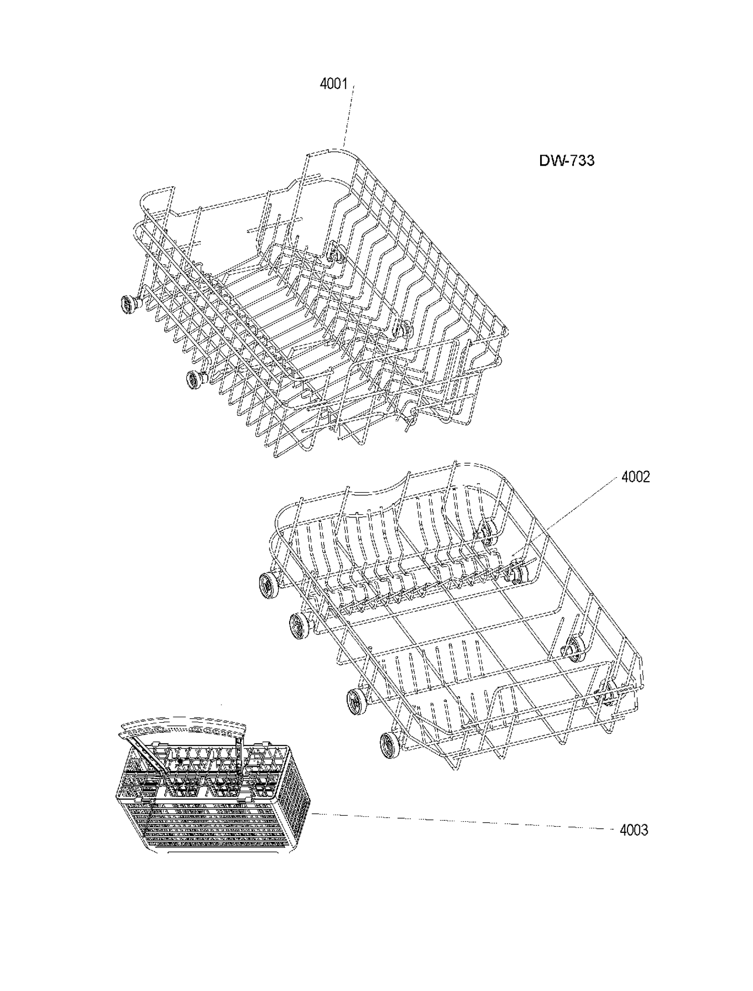 RACKS Diagram and Parts List for GSM1800V00BB  General Electric Dishwasher