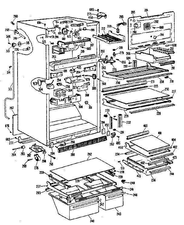 Cabinet Diagram and Parts List for TBX24ZKB  General Electric Refrigerator