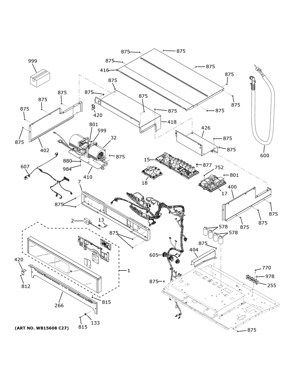 Control Panel Diagram and Parts List for ZTSX1DSSN3SS  General Electric Wall Oven