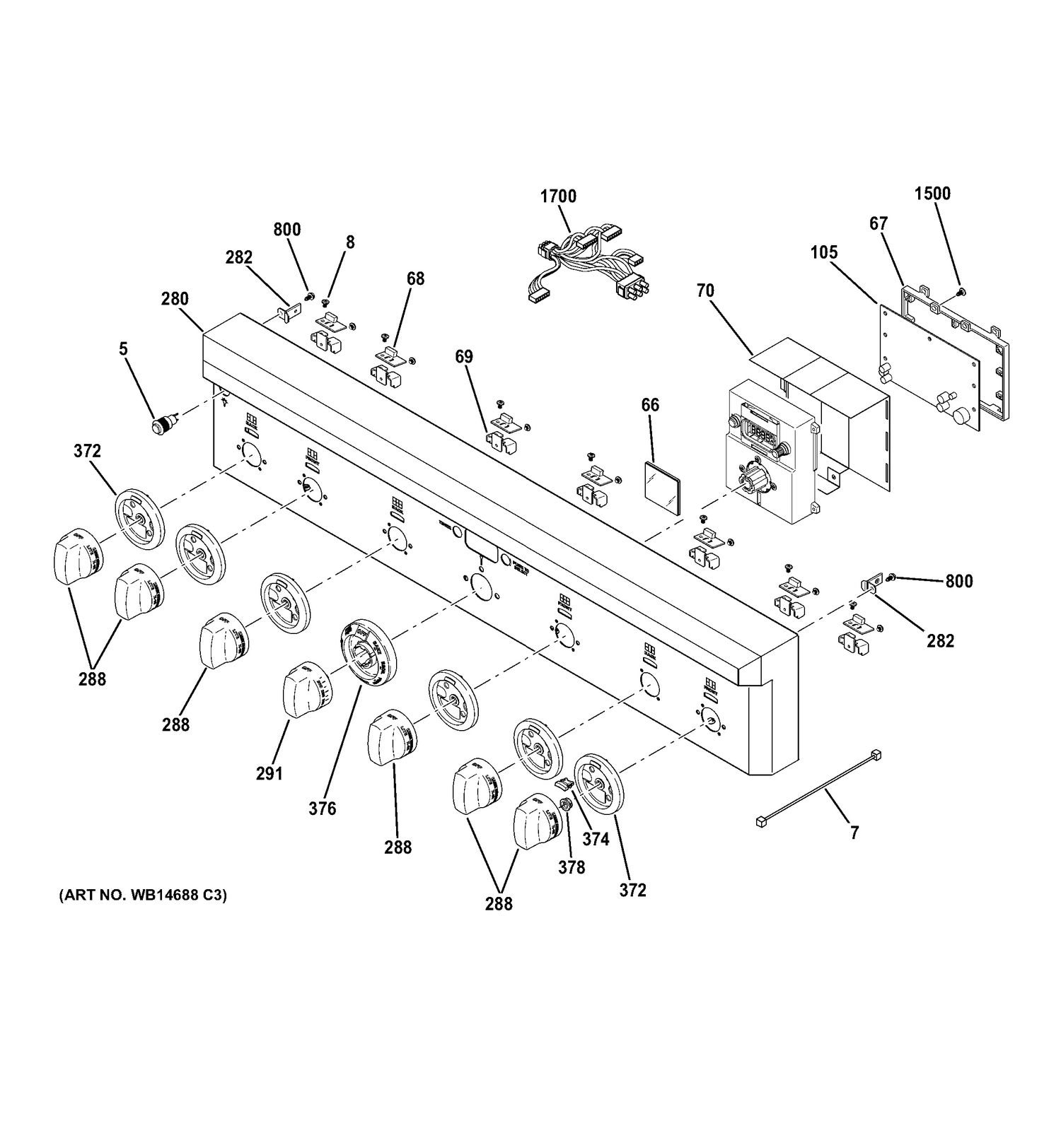 CONTROL PANEL Diagram and Parts List for ZGP366LR4SS  General Electric Range