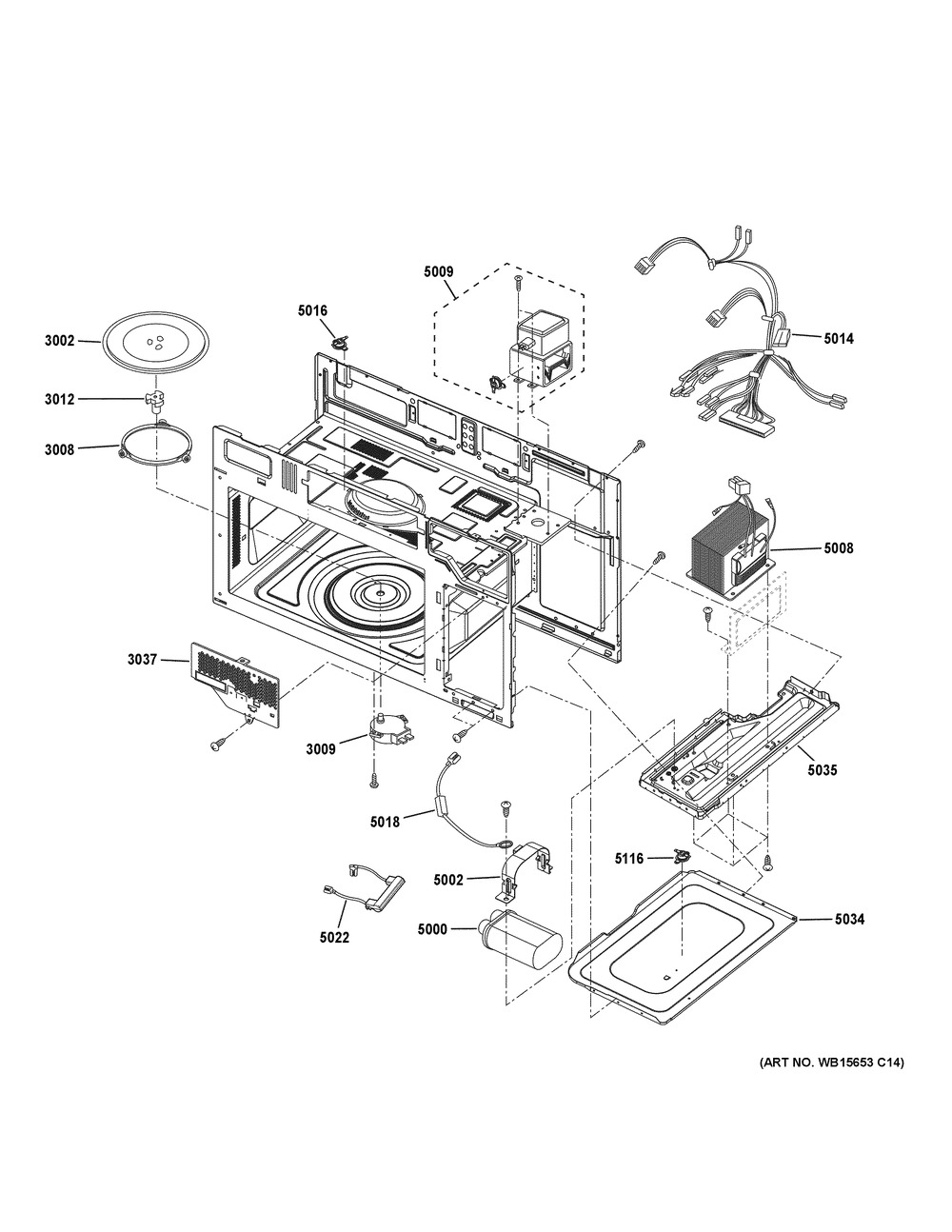 Interior Parts (1) Diagram and Parts List for JVM6172SK6SS  General Electric Wall Oven