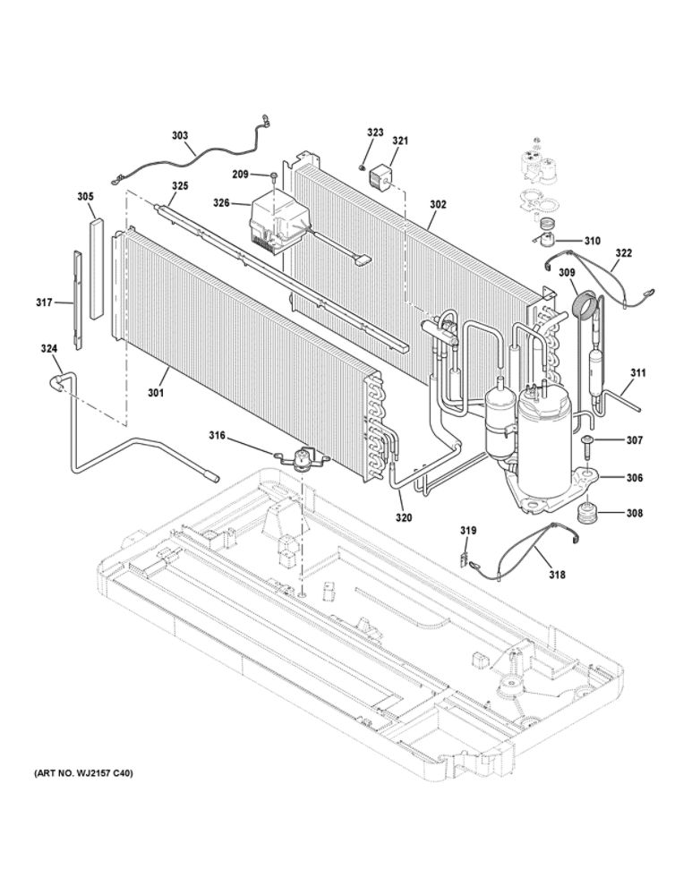 Sealed System Diagram and Parts List for AZ65H12EADW1  General Electric Air Conditioner