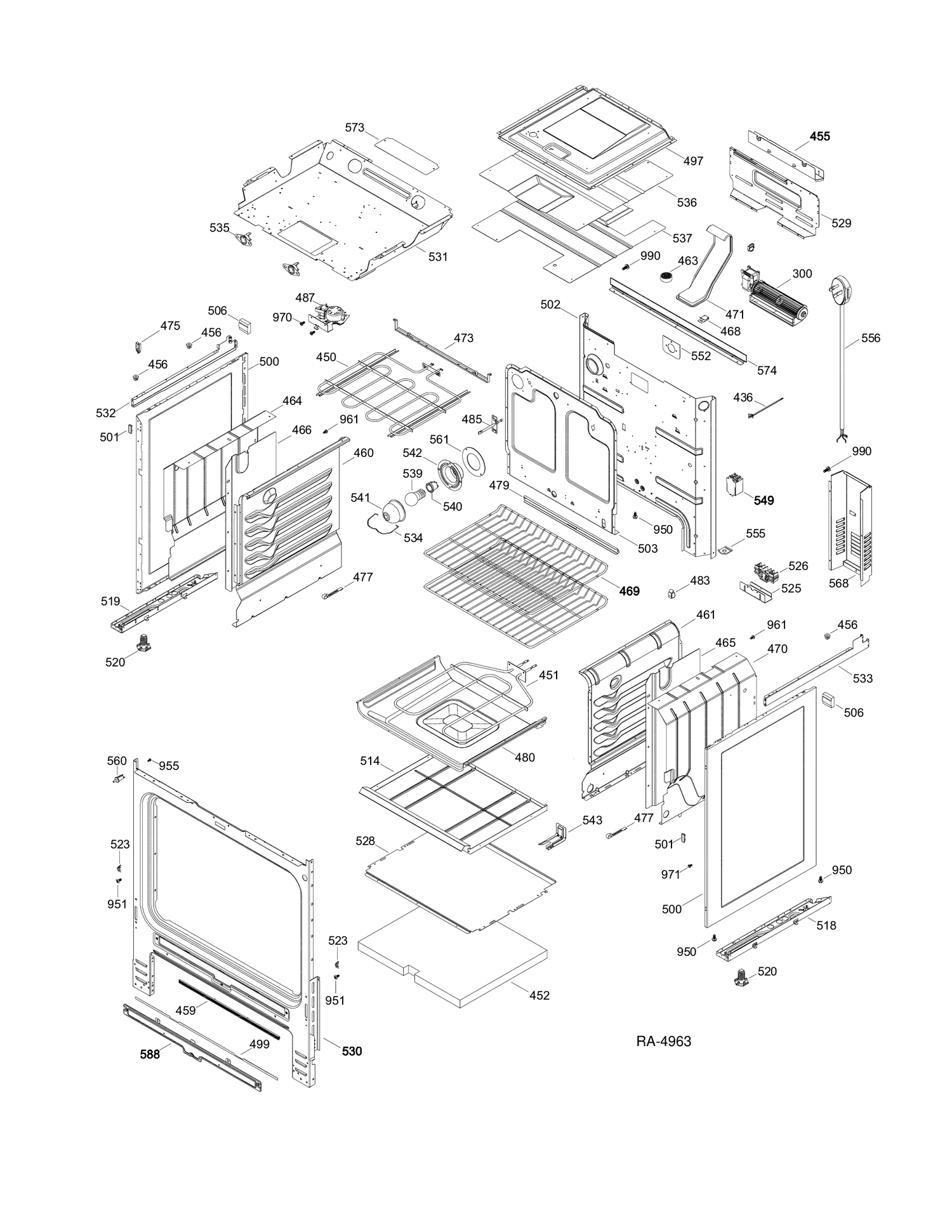 BODY PARTS Diagram and Parts List for JCSP42DR1BB  General Electric Range