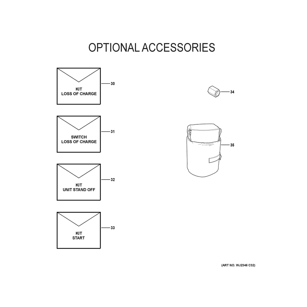 Optional Accessories Diagram and Parts List for NS17A24TA500A  General Electric Air Conditioner