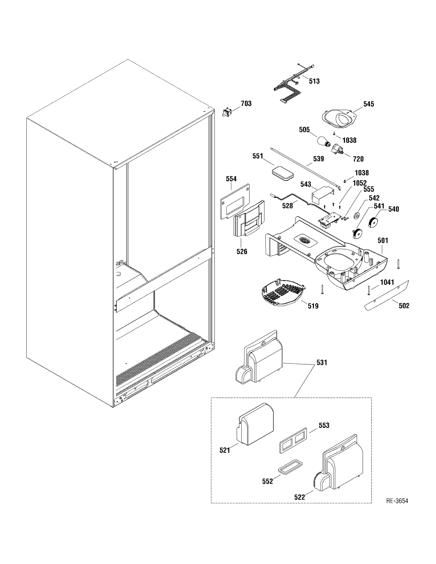 FF SECTION Diagram and Parts List for GBRS0HBXARSS  General Electric Refrigerator