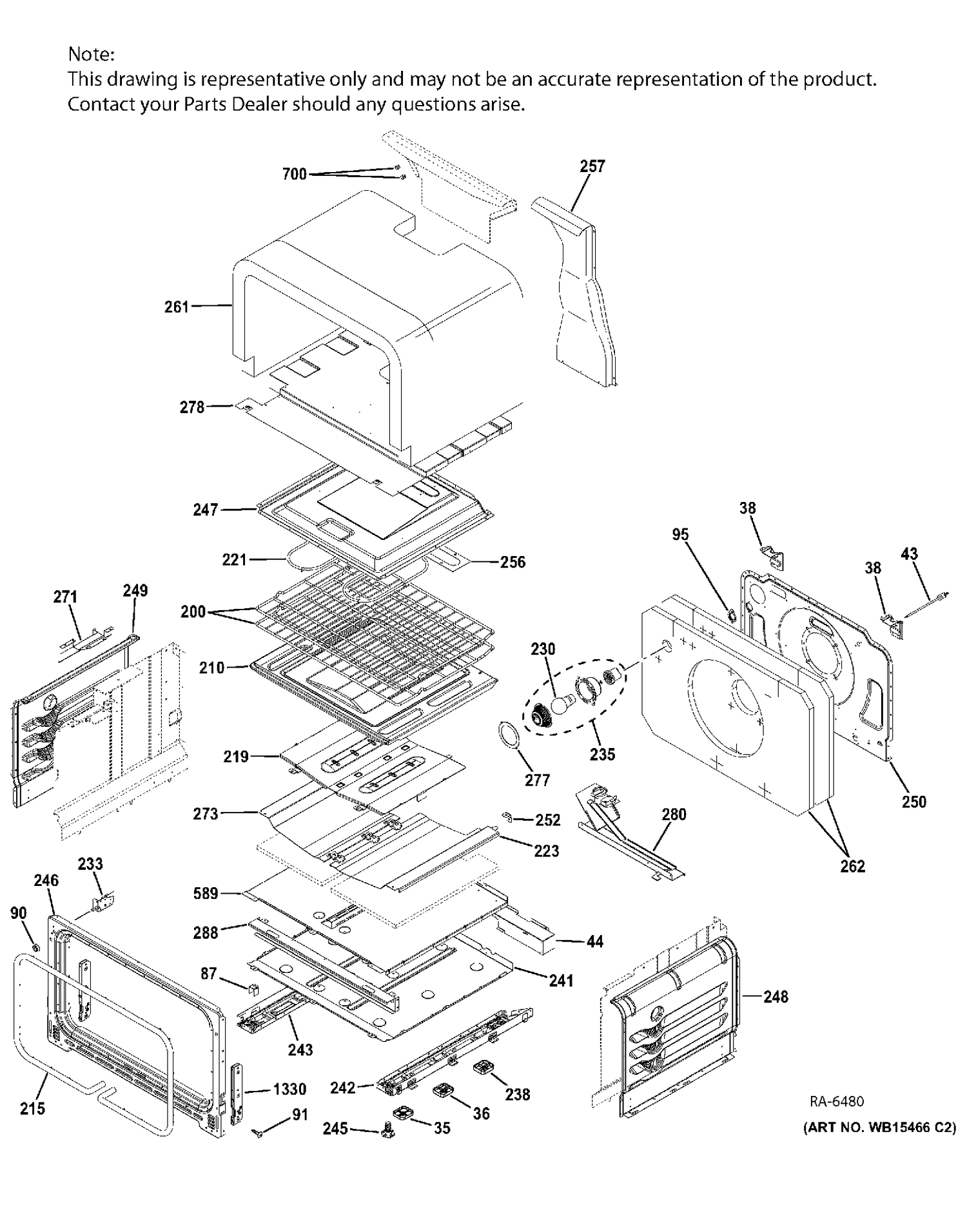 LOWER OVEN Diagram and Parts List for JCGB860SEJ3SS  General Electric Range