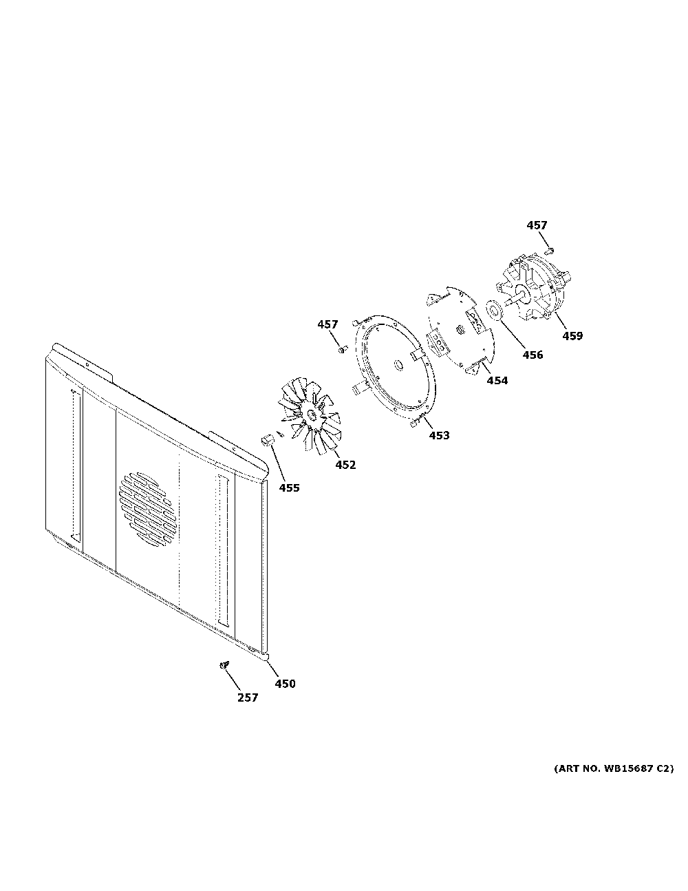 Convection Fan Diagram and Parts List for CGY366P2T1S1  General Electric Range