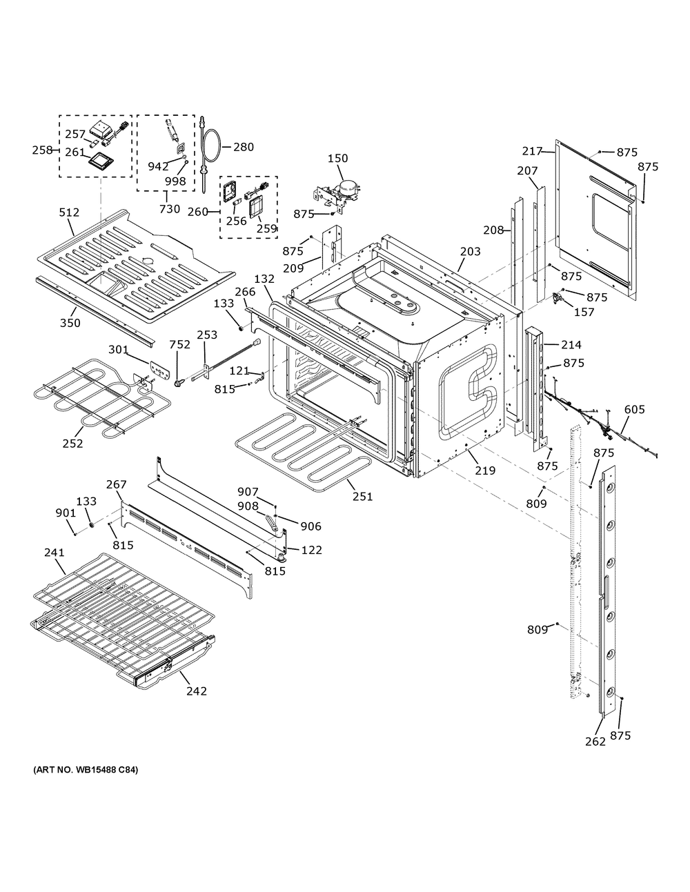 Upper Oven Diagram and Parts List for PTD700RSN3SS  General Electric Wall Oven