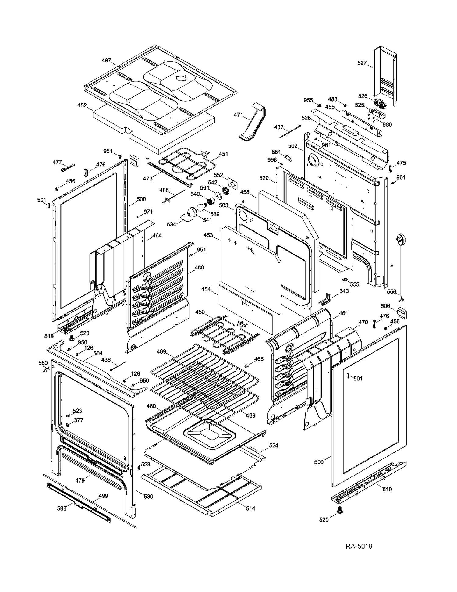 BODY PARTS Diagram and Parts List for JCBS650SV1SS  General Electric Range