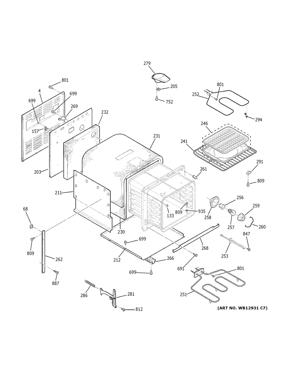 Body Parts Diagram and Parts List for JRP20SK3SS  General Electric Wall Oven