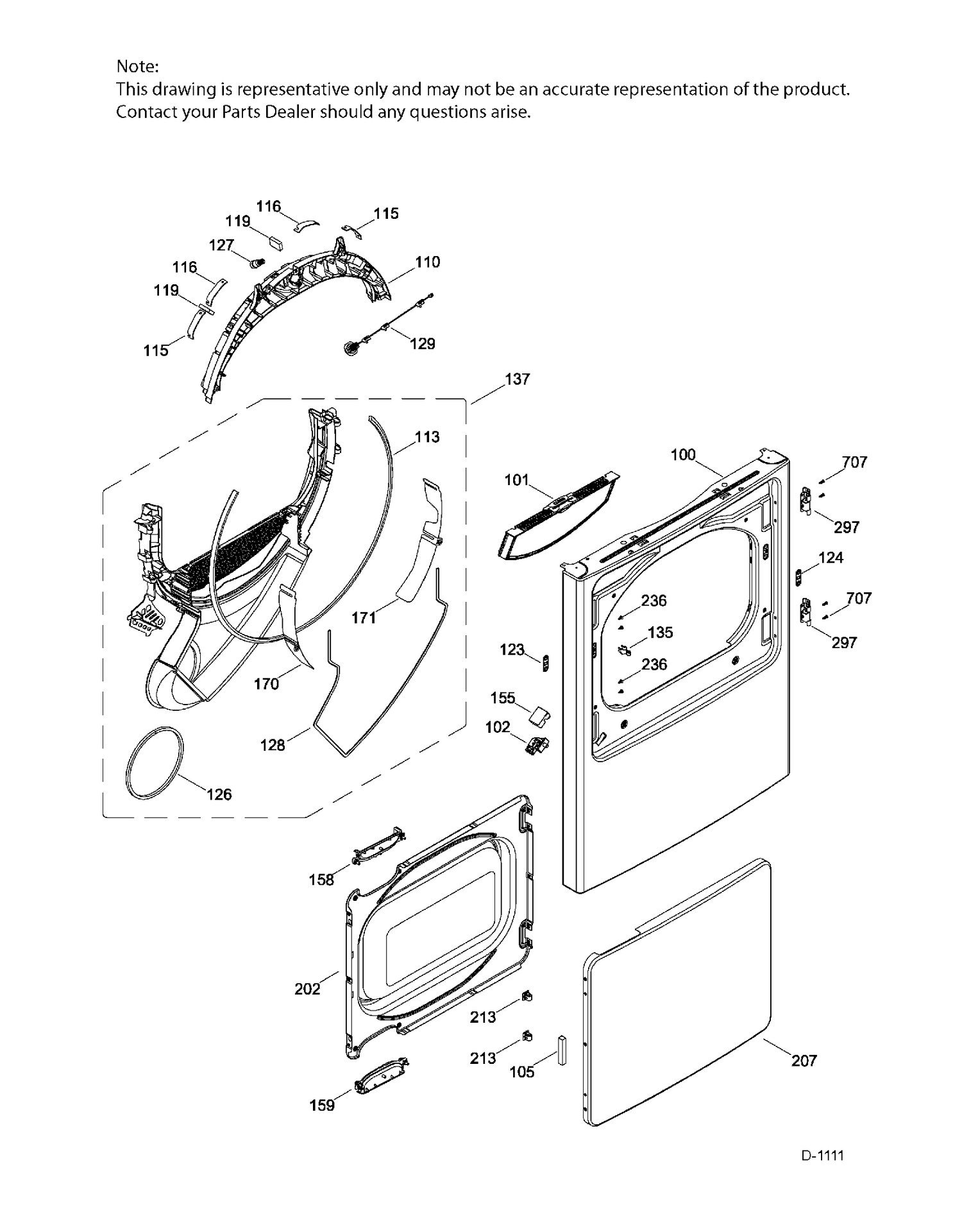 FRONT PANEL ASM Diagram and Parts List for GTD42EAAJ0WW  General Electric Dryer