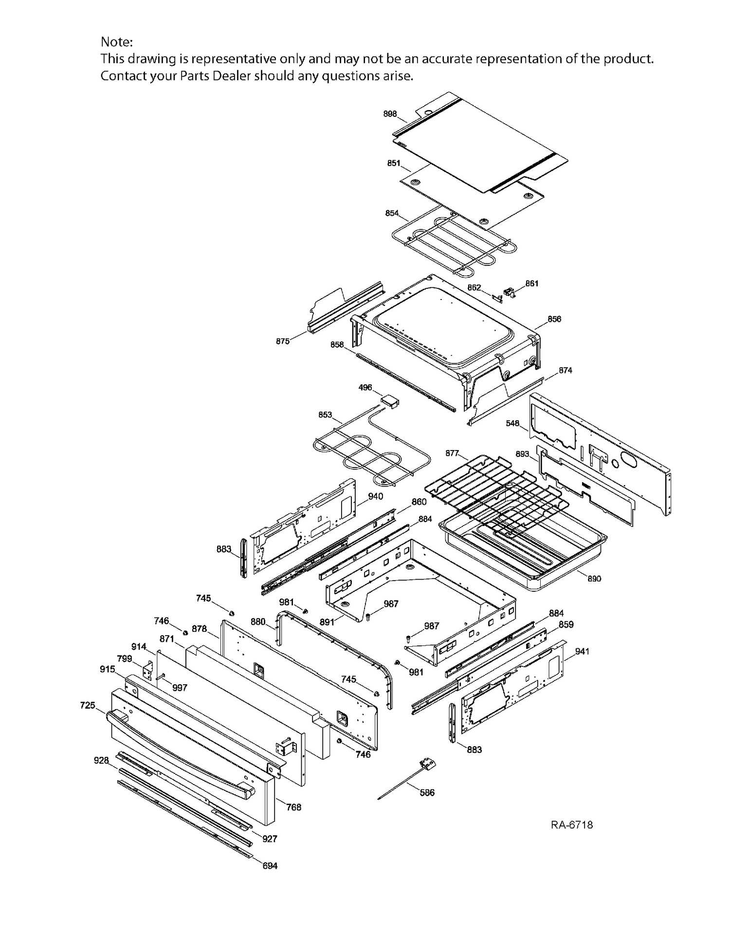 DRAWER PARTS Diagram and Parts List for PC2S910SEF4SS  General Electric Range