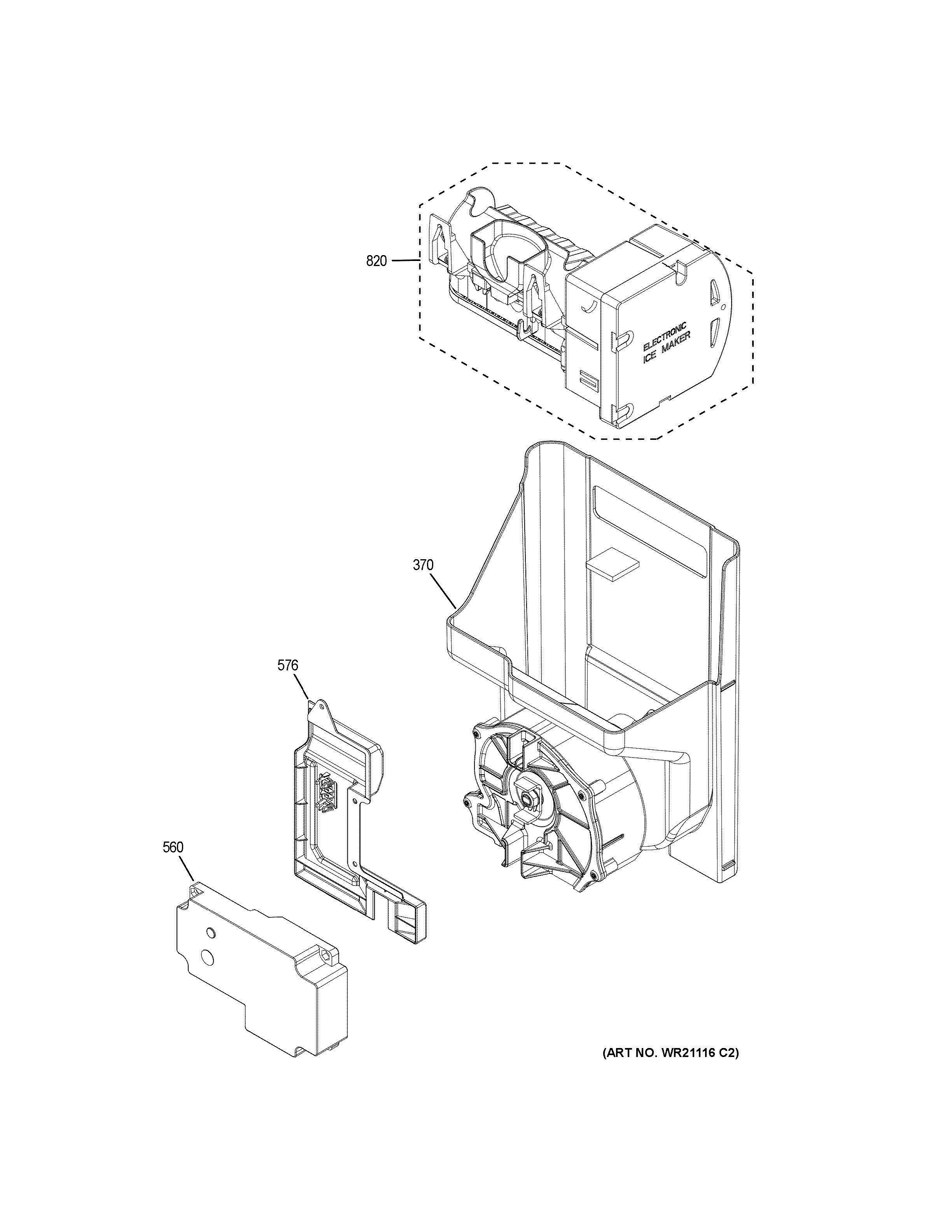 ICE MAKER DISPENSER Diagram and Parts List for GFE24JGKBFBB  General Electric Refrigerator