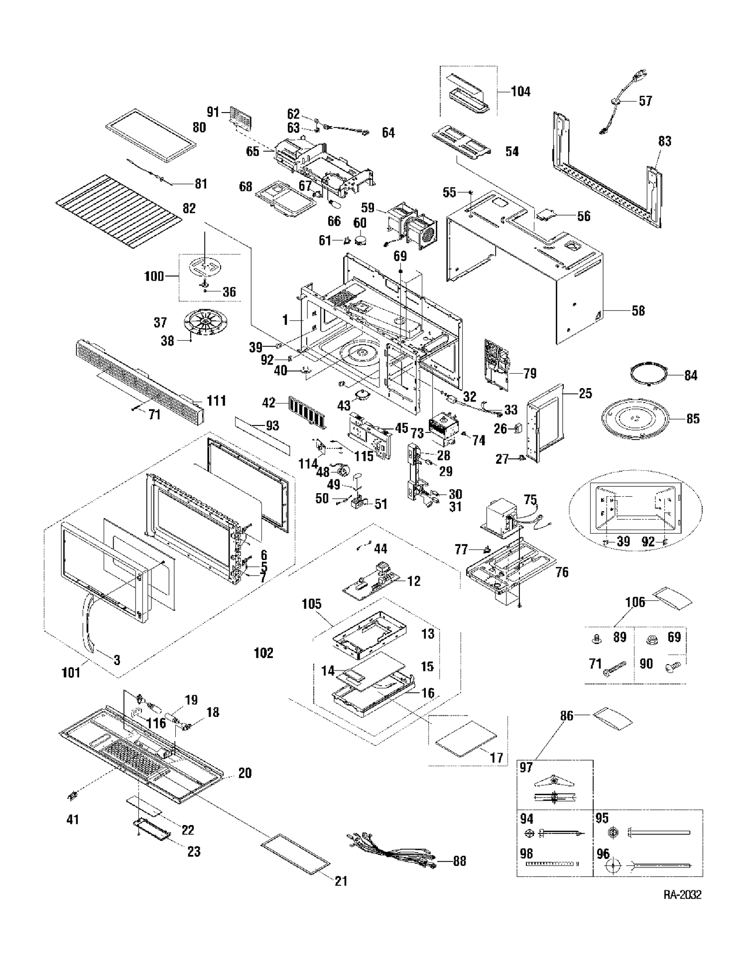 MICROWAVE Diagram and Parts List for JVM1428WHC02  General Electric Microwave