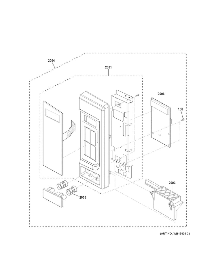 Control Parts Diagram and Parts List for JES1456DS2WW  General Electric Microwave