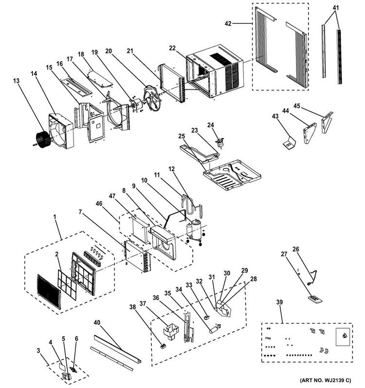 Room Air Conditioner Diagram and Parts List for AEE18DTL1  General Electric Air Conditioner