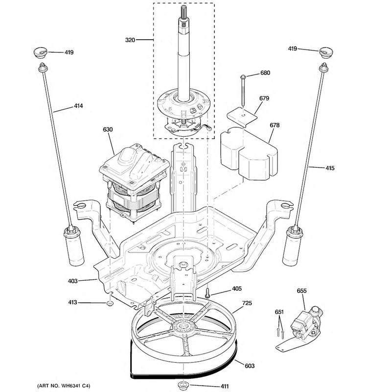 Suspension, Pump & Drive Components Diagram and Parts List for WNRD2050G3WC  General Electric Washer