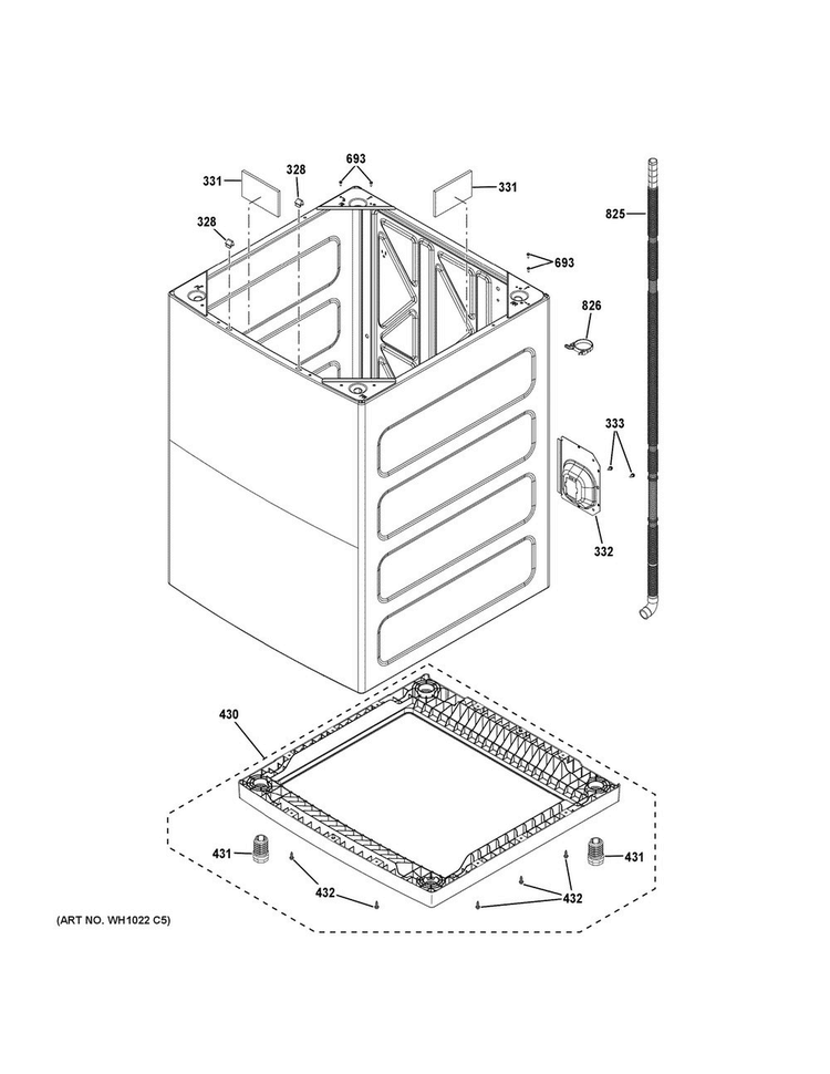 Cabinet Diagram and Parts List for GTW750CSL0WS  General Electric Washer