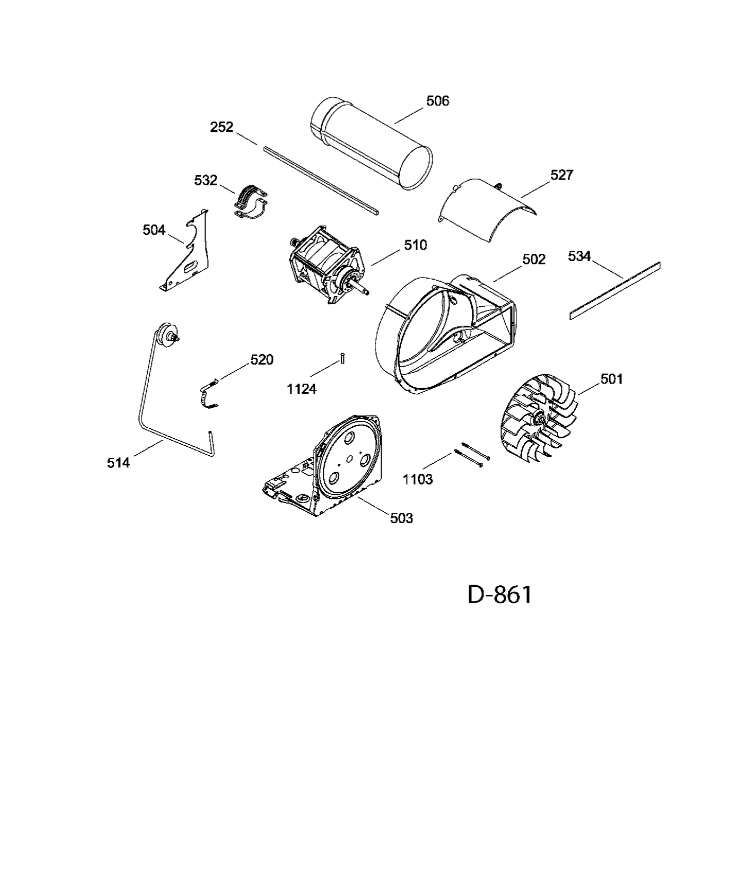BLOWER & DRIVE Diagram and Parts List for GFMS150ED0WW  General Electric Dryer